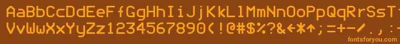 Weitere Informationen zur Modenine-Schriftart Modenine-Schriftart – Orangefarbene Schriften auf braunem Hintergrund