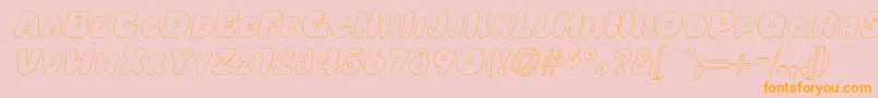 OleadaoutlinescapssskItalic-Schriftart – Orangefarbene Schriften auf rosa Hintergrund