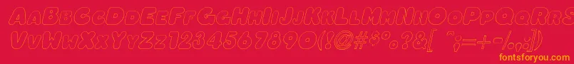 OleadaoutlinescapssskItalic Font – Orange Fonts on Red Background