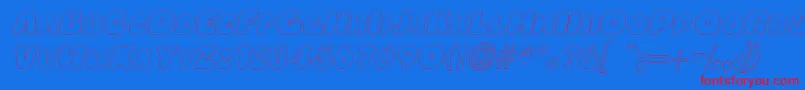 OleadaoutlinescapssskItalic-Schriftart – Rote Schriften auf blauem Hintergrund