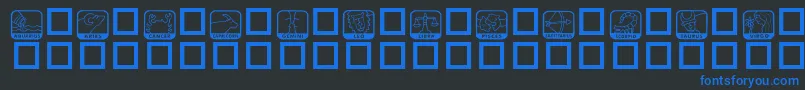 フォントKrZodiacDings – 黒い背景に青い文字