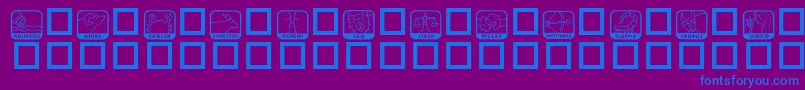 KrZodiacDings-fontti – siniset fontit violetilla taustalla