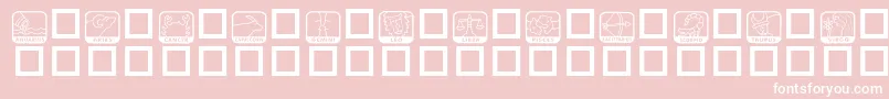 フォントKrZodiacDings – ピンクの背景に白い文字