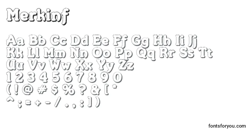 A fonte Merkinf – alfabeto, números, caracteres especiais