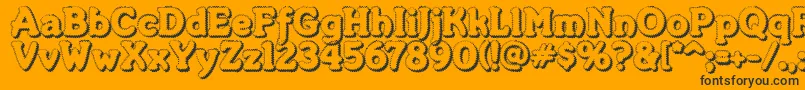 Merkinf-Schriftart – Schwarze Schriften auf orangefarbenem Hintergrund