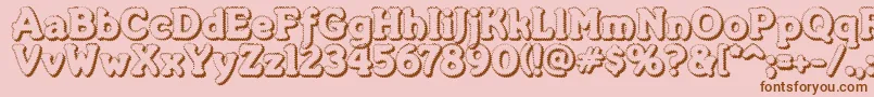 Merkinf-Schriftart – Braune Schriften auf rosa Hintergrund