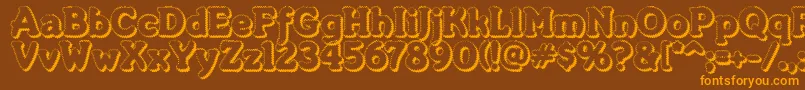 Merkinf-Schriftart – Orangefarbene Schriften auf braunem Hintergrund
