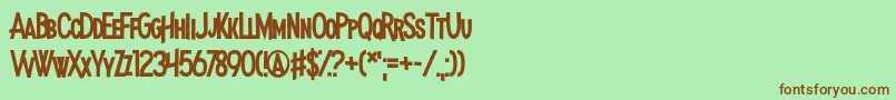 MadnessHyperactive Font – Brown Fonts on Green Background