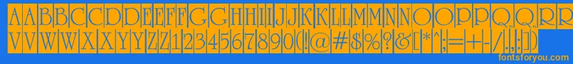 ARomanustitulcm Font – Orange Fonts on Blue Background