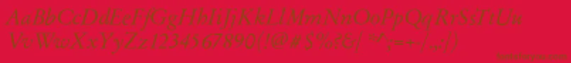 GarfeldOriginalItalic-Schriftart – Braune Schriften auf rotem Hintergrund