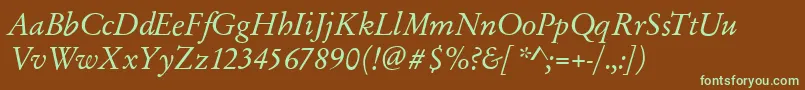 GarfeldOriginalItalic Font – Green Fonts on Brown Background