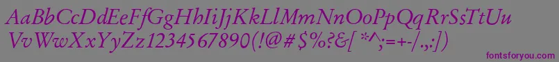 Шрифт GarfeldOriginalItalic – фиолетовые шрифты на сером фоне