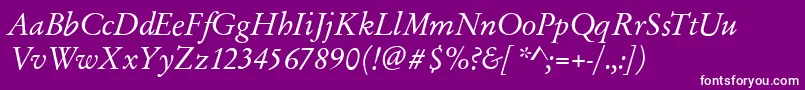 GarfeldOriginalItalic Font – White Fonts on Purple Background