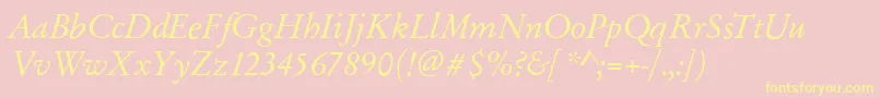 GarfeldOriginalItalic Font – Yellow Fonts on Pink Background