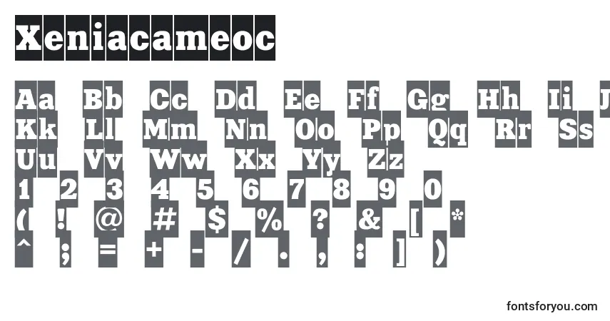 A fonte Xeniacameoc – alfabeto, números, caracteres especiais