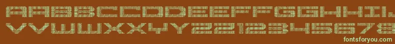 フォントPocketball3D – 緑色の文字が茶色の背景にあります。