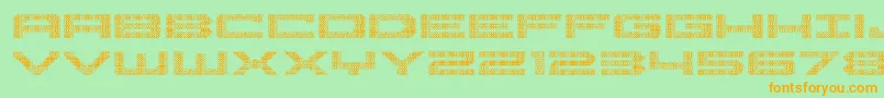 フォントPocketball3D – オレンジの文字が緑の背景にあります。