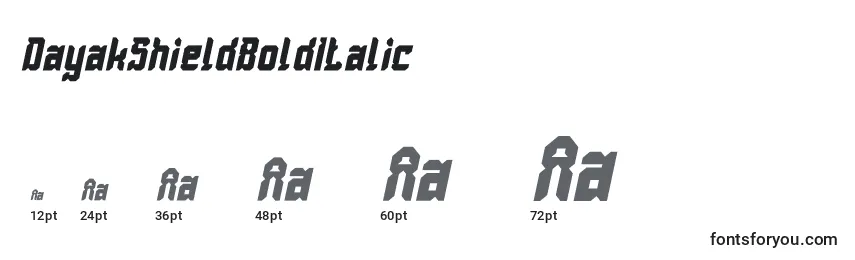 Größen der Schriftart DayakShieldBoldItalic
