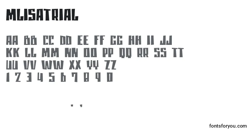 Schriftart Mlisatrial – Alphabet, Zahlen, spezielle Symbole