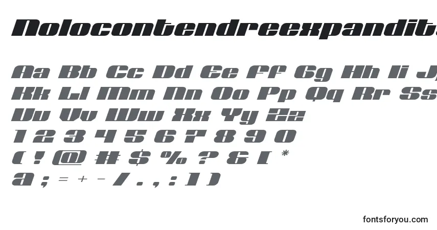 Шрифт Nolocontendreexpandital – алфавит, цифры, специальные символы