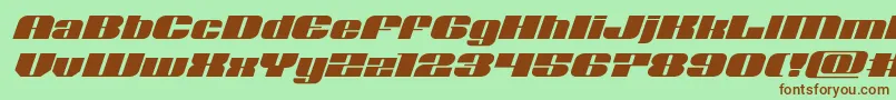 フォントNolocontendreexpandital – 緑の背景に茶色のフォント