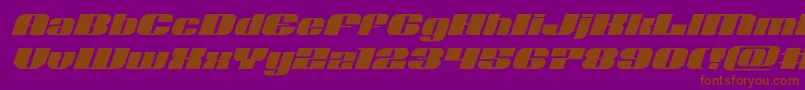 フォントNolocontendreexpandital – 紫色の背景に茶色のフォント