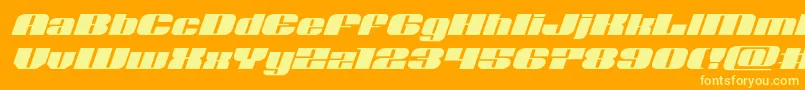 Nolocontendreexpandital-Schriftart – Gelbe Schriften auf orangefarbenem Hintergrund