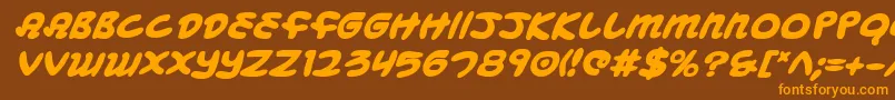 Mbeansbi-Schriftart – Orangefarbene Schriften auf braunem Hintergrund