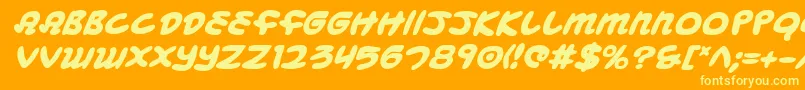 Mbeansbi-Schriftart – Gelbe Schriften auf orangefarbenem Hintergrund