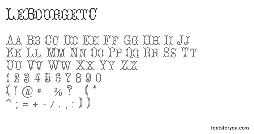 Czcionka LeBourgetСЃ – alfabet, cyfry, specjalne znaki