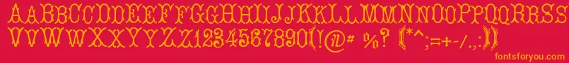 LeBourgetСЃ Font – Orange Fonts on Red Background