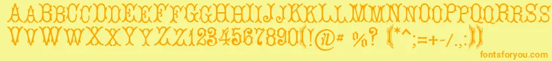 LeBourgetСЃ Font – Orange Fonts on Yellow Background