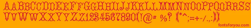 LeBourgetСЃ-Schriftart – Rote Schriften auf orangefarbenem Hintergrund