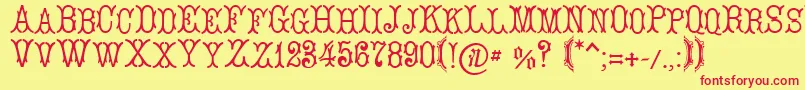 LeBourgetСЃ Font – Red Fonts on Yellow Background