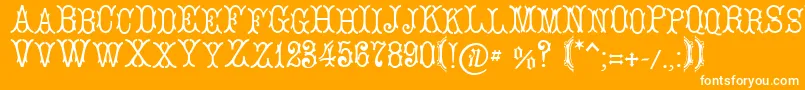 LeBourgetСЃ-Schriftart – Weiße Schriften auf orangefarbenem Hintergrund