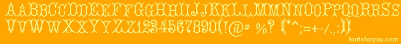 LeBourgetСЃ-Schriftart – Gelbe Schriften auf orangefarbenem Hintergrund