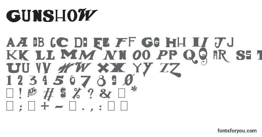 A fonte GunShow – alfabeto, números, caracteres especiais