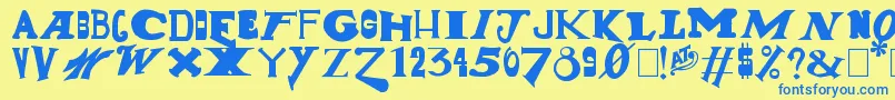 GunShow Font – Blue Fonts on Yellow Background