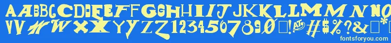 フォントGunShow – 黄色の文字、青い背景