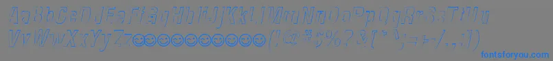 Fonte NewsideFpOutlineAlternateItalic – fontes azuis em um fundo cinza