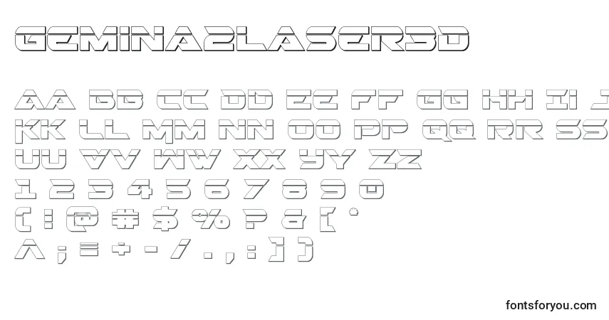 Шрифт Gemina2laser3D – алфавит, цифры, специальные символы
