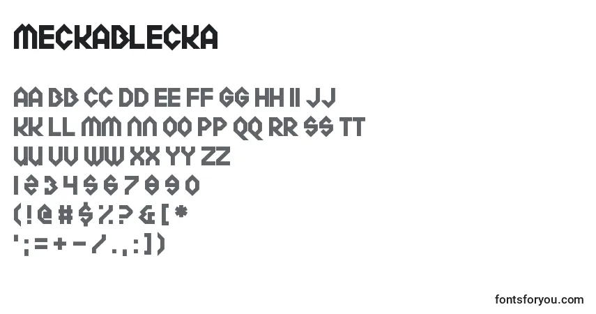 Schriftart Meckablecka – Alphabet, Zahlen, spezielle Symbole