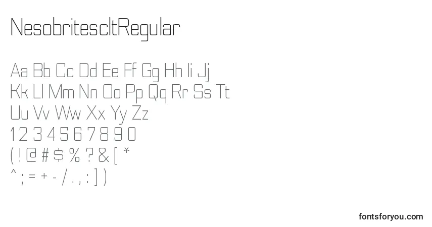 Schriftart NesobritescltRegular – Alphabet, Zahlen, spezielle Symbole