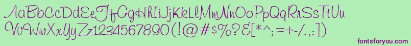 HelmsleyRegular-Schriftart – Violette Schriften auf grünem Hintergrund