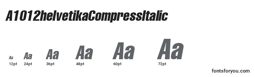 Размеры шрифта A1012helvetikaCompressItalic