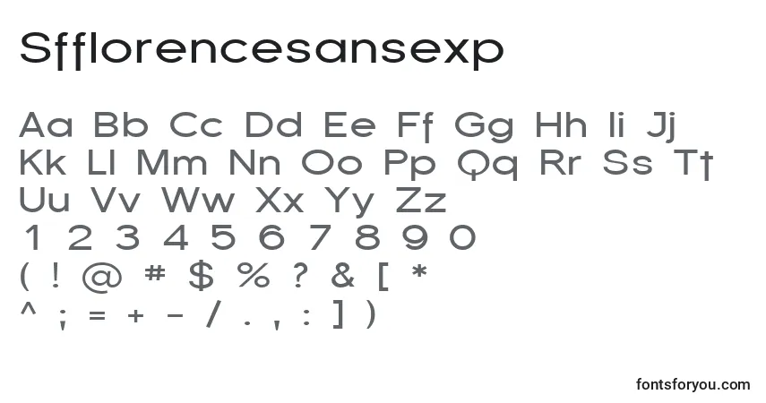 Шрифт Sfflorencesansexp – алфавит, цифры, специальные символы