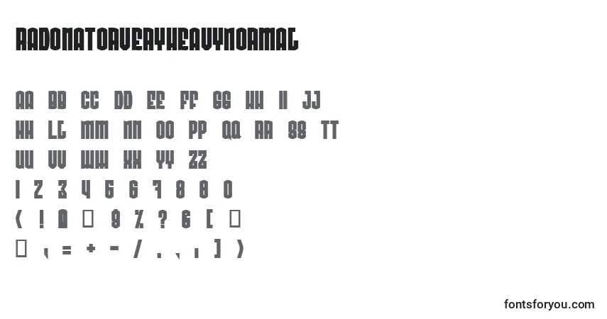 Czcionka RadonatorVeryHeavyNormal – alfabet, cyfry, specjalne znaki