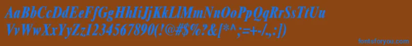 Шрифт XeroxSerifNarrowBoldItalic – синие шрифты на коричневом фоне
