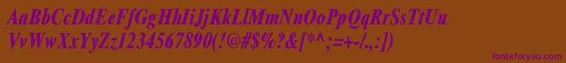 XeroxSerifNarrowBoldItalic Font – Purple Fonts on Brown Background