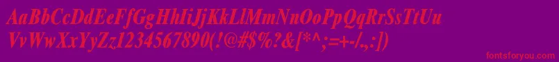 Шрифт XeroxSerifNarrowBoldItalic – красные шрифты на фиолетовом фоне